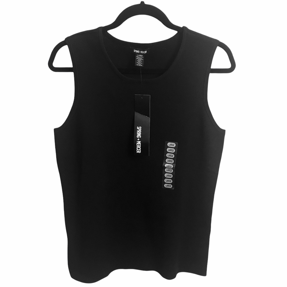 SPRING + MERCER Black Knit Cotton Vest or Sleeveless Top